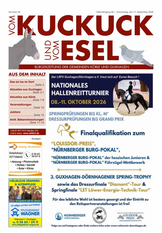 Vom Kuckuck und Esel (Guxhagen-Körle) Titelblatt 38/2026