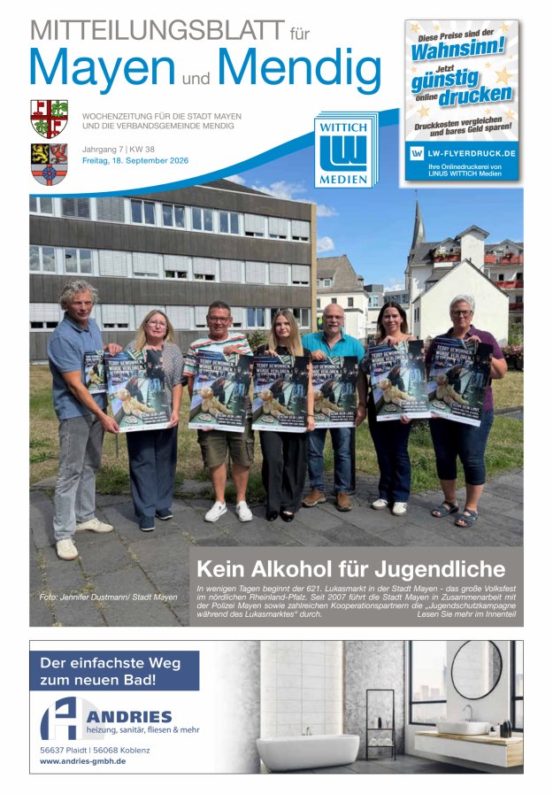 Mitteilungsblatt für Mayen und Mendig Titelblatt 38/2026