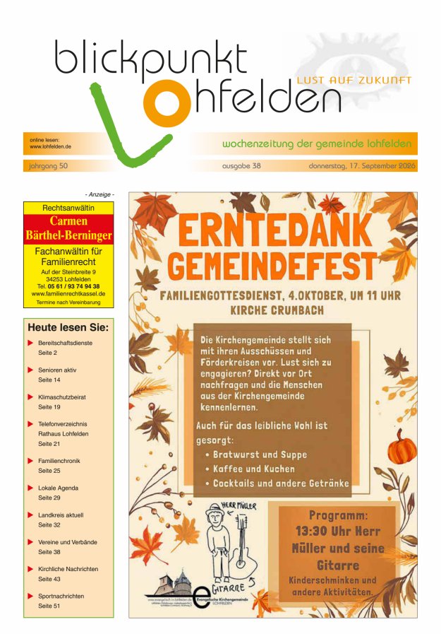 Blickpunkt Lohfelden Titelblatt 38/2026
