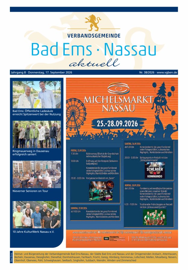 Bad Ems-Nassau aktuell Ausgabe Bad Ems Titelblatt 38/2026
