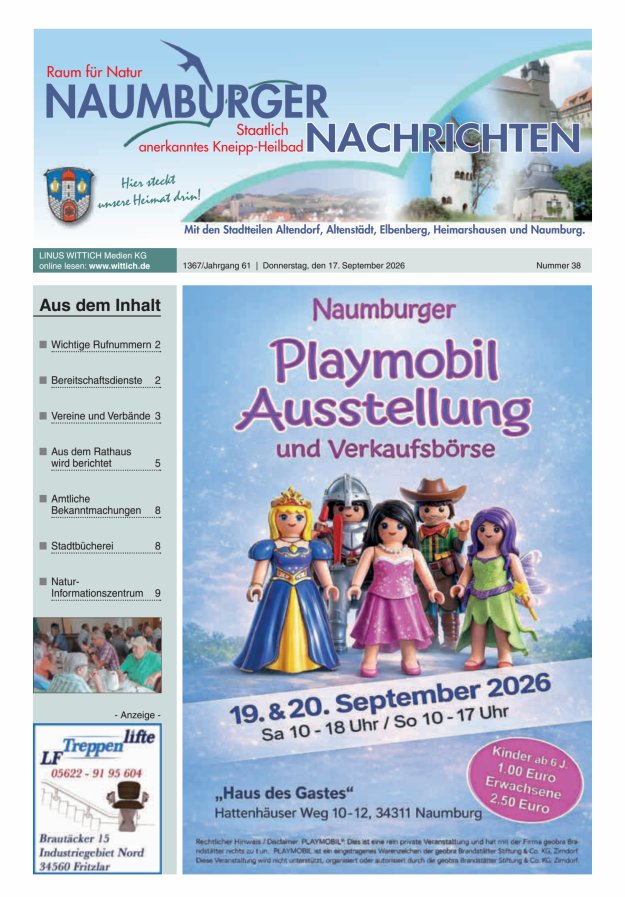 Naumburger Nachrichten Titelblatt 38/2026
