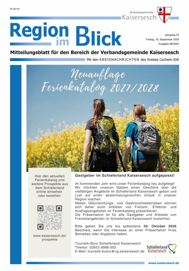 Region im Blick VG Kaisersesch Titelblatt 38/2026