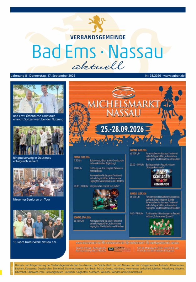 Bad Ems-Nassau aktuell Ausgabe Nassau Titelblatt 37/2026