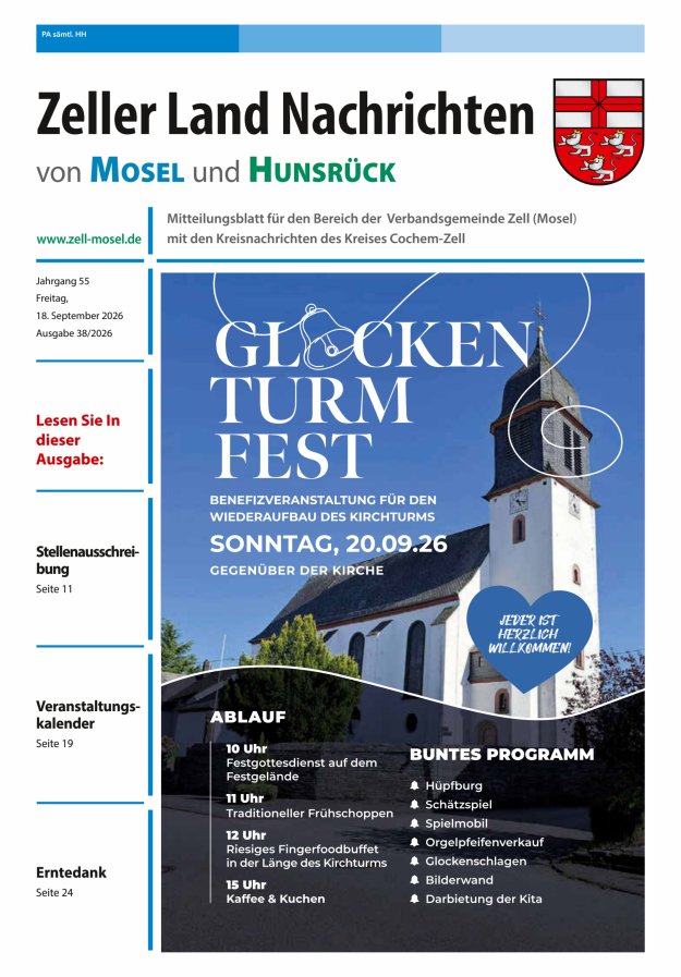 Zeller Land Nachrichten Titelblatt 38/2026