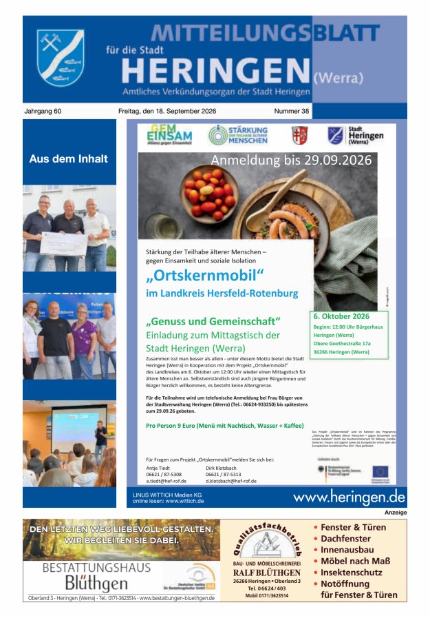 Mitteilungsblatt Heringen Titelblatt 38/2026