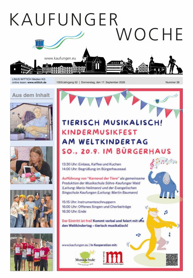 Kaufunger Woche Titelblatt 38/2026