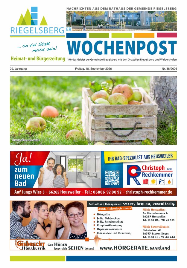 Riegelsberger Wochenpost Titelblatt 38/2026
