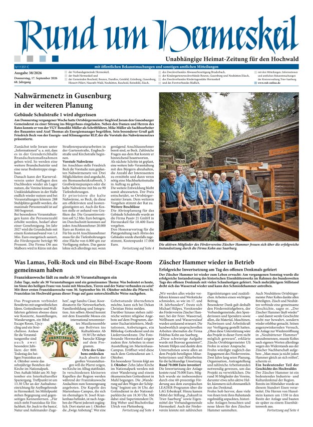 Rund um Hermeskeil Titelblatt 38/2026