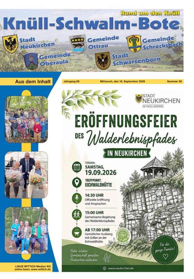 Knüll-Schwalm-Bote Titelblatt 38/2026