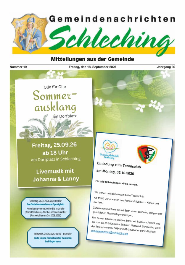 Gemeindenachrichten Schleching Titelblatt 19/2026