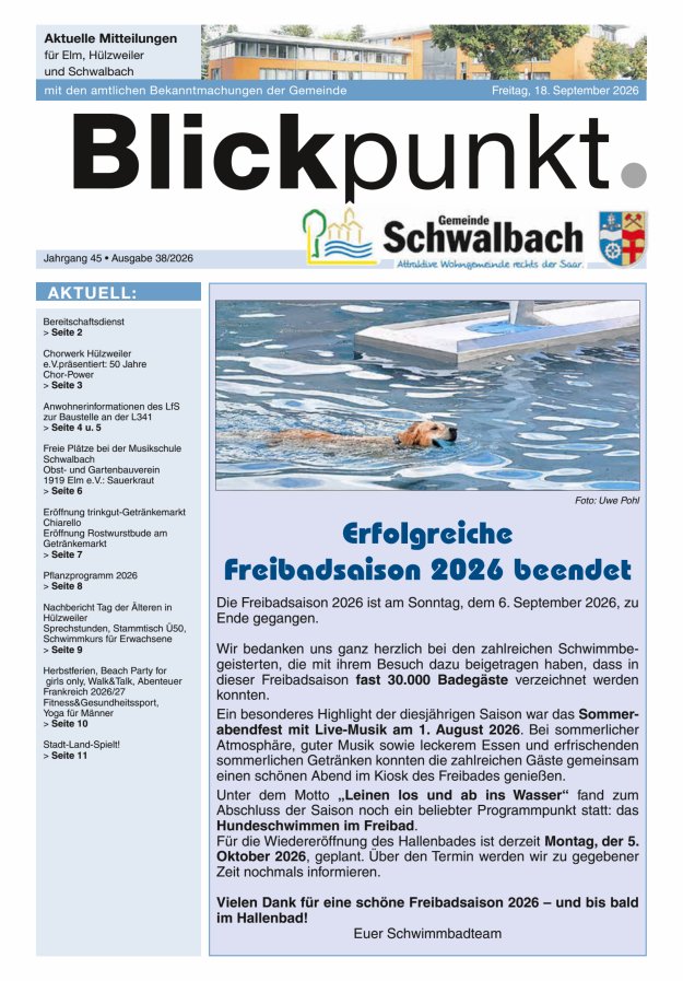Blickpunkt Schwalbach Titelblatt 38/2026
