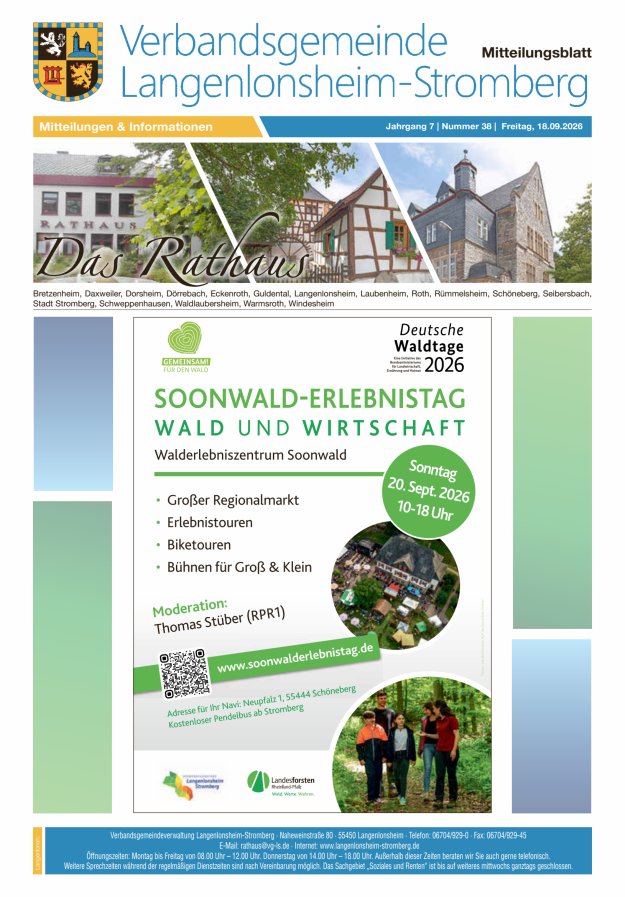 Das Rathaus - MTB d VG Langenlonsheim-Stromberg Titelblatt 38/2026
