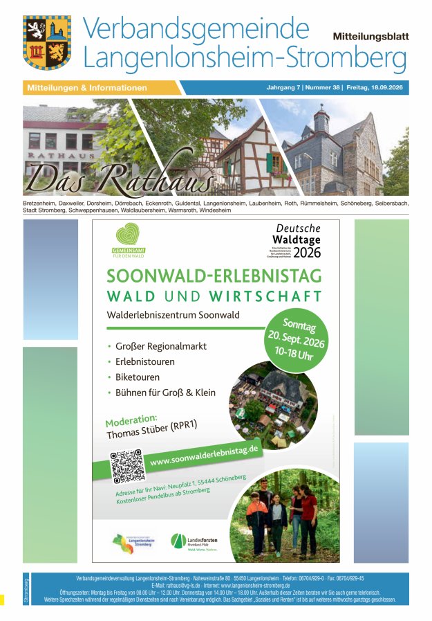 Das Rathaus - MTB d VG Langenlonsheim-Stromberg  Titelblatt 37/2026