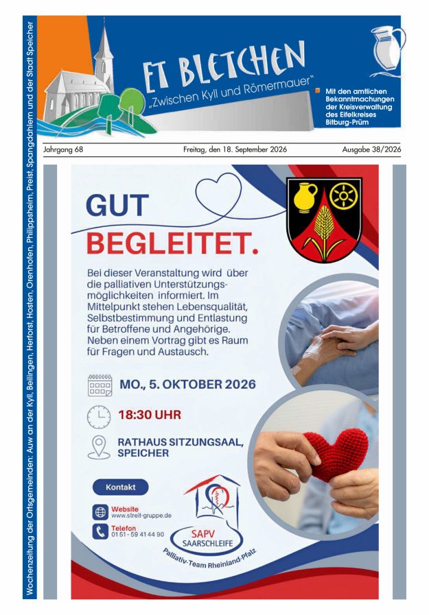 Et Bletchen VG Speicher Titelblatt 38/2026
