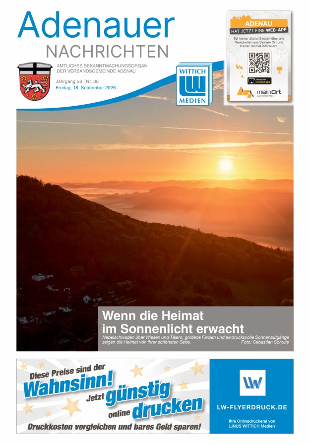 Adenauer Nachrichten Titelblatt 38/2026