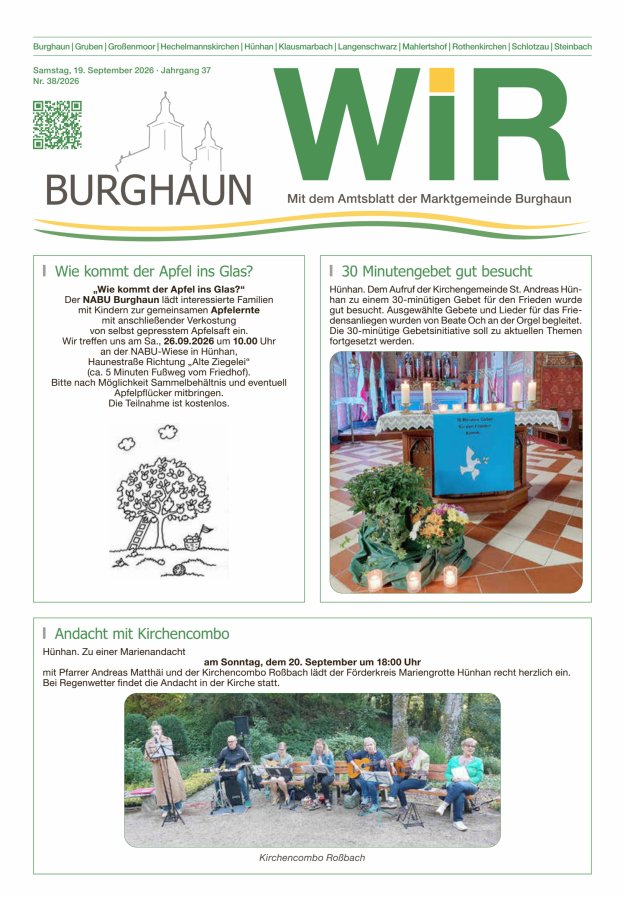 WIR - mit Amtsblatt der Marktgemeinde Burghaun Titelblatt 38/2026