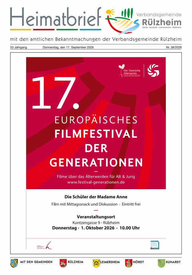 Heimatbrief VG Rülzheim Titelblatt 38/2026