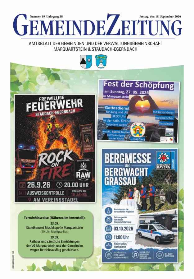 Marquartsteiner und Staudach-Egerndacher Nachrichten Titelblatt 19/2026