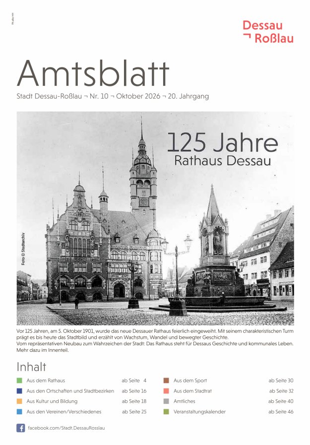 Amtsblatt Stadt Dessau-Roßlau Titelblatt 10/2026