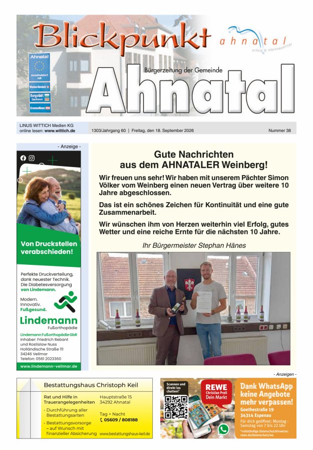 Blickpunkt Ahnatal Titelblatt 38/2026