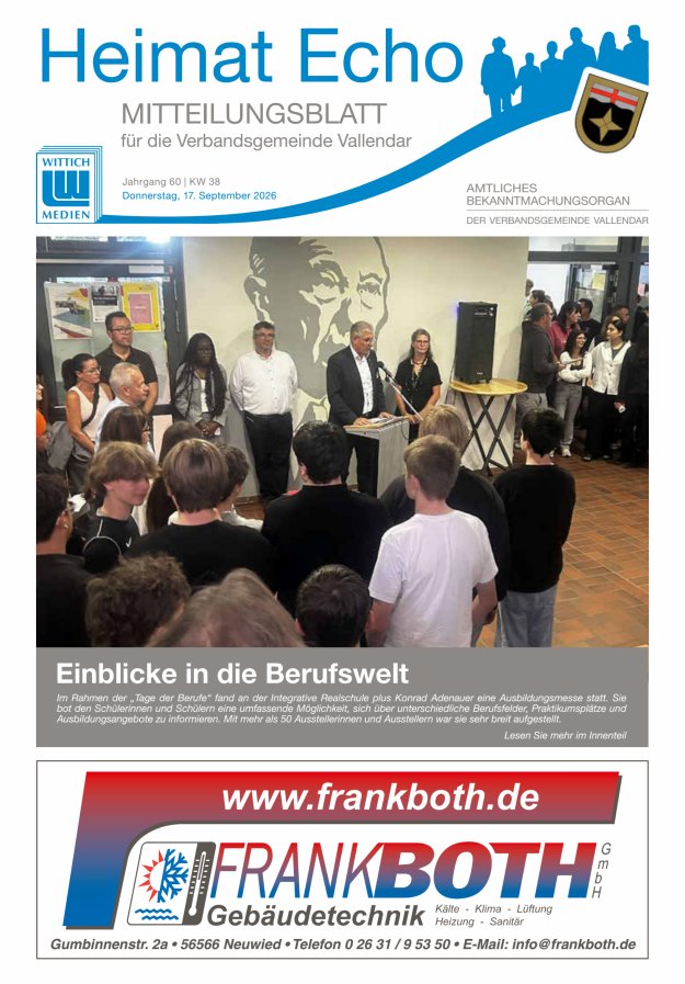 Heimat-Echo - Heimat- und Bürgerzeitung Verbandsgemeinde Vallendar Titelblatt 38/2026