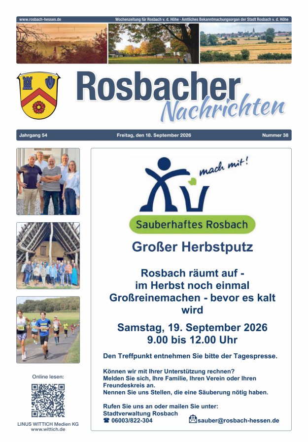 Rosbacher Nachrichten Titelblatt 38/2026