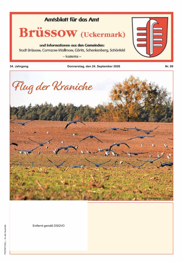 Amtsblatt Brüssow Titelblatt 09/2026