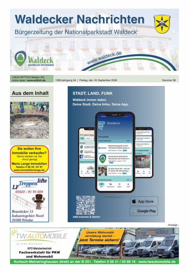 Waldecker Nachrichten Titelblatt 38/2026
