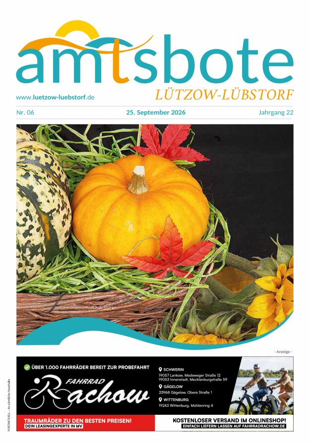 Amtsbote Lützow-Lübstorf Titelblatt 06/2026