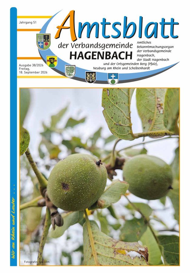 Amtsblatt der VG Hagenbach Titelblatt 38/2026