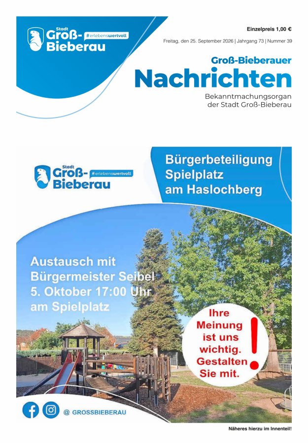 Groß-Bieberauer Nachrichten Titelblatt 39/2026