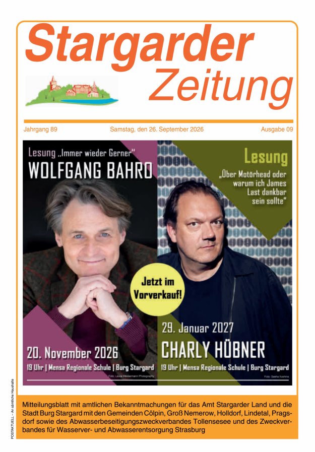 Stargarder Zeitung Titelblatt 09/2026