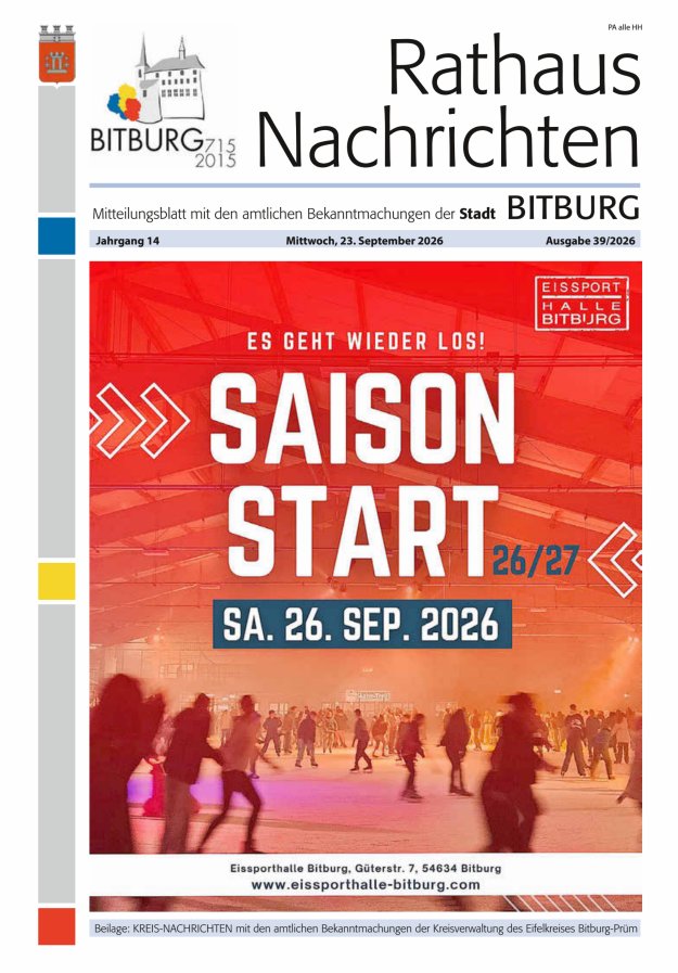 Rathaus-Nachrichten Bitburg Titelblatt 39/2026