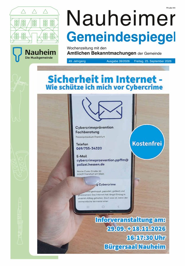 Nauheimer Gemeindespiegel Titelblatt 39/2026