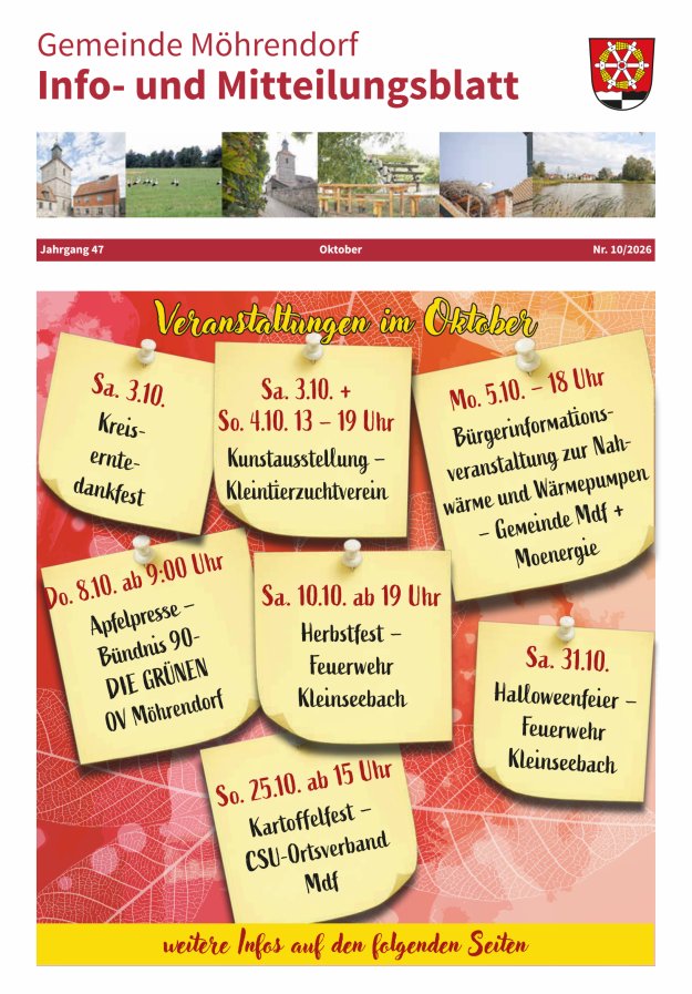 Amts- und Mitteilungsblatt Gemeinde Möhrendorf Titelblatt 10/2026