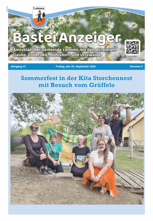Bastei-Anzeiger - Amtsblatt der Gemeinde Lohmen mit den Ortsteilen Titelblatt 09/2026
