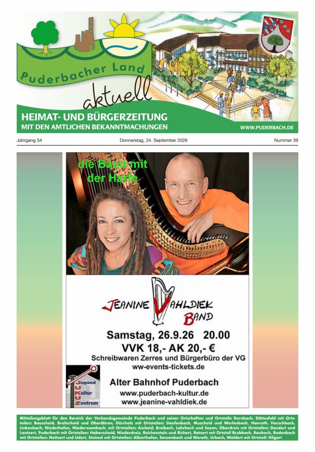Puderbacher Land aktuell Titelblatt 39/2026