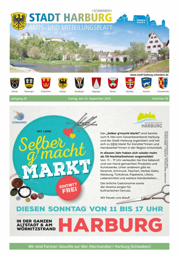 Amts- und Mitteilungsblatt der Stadt Harburg Titelblatt 39/2026