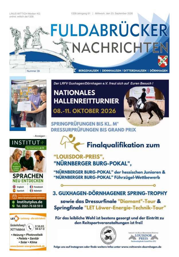 Fuldabrücker Nachrichten Titelblatt 39/2026
