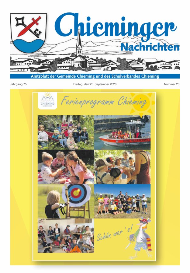 Chieminger Nachrichten Titelblatt 20/2026