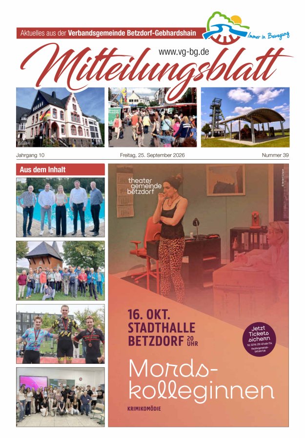 Aktuelles aus der VG Betzdorf-Gebhardshain Ausgabe Gebhardshain Titelblatt 39/2026