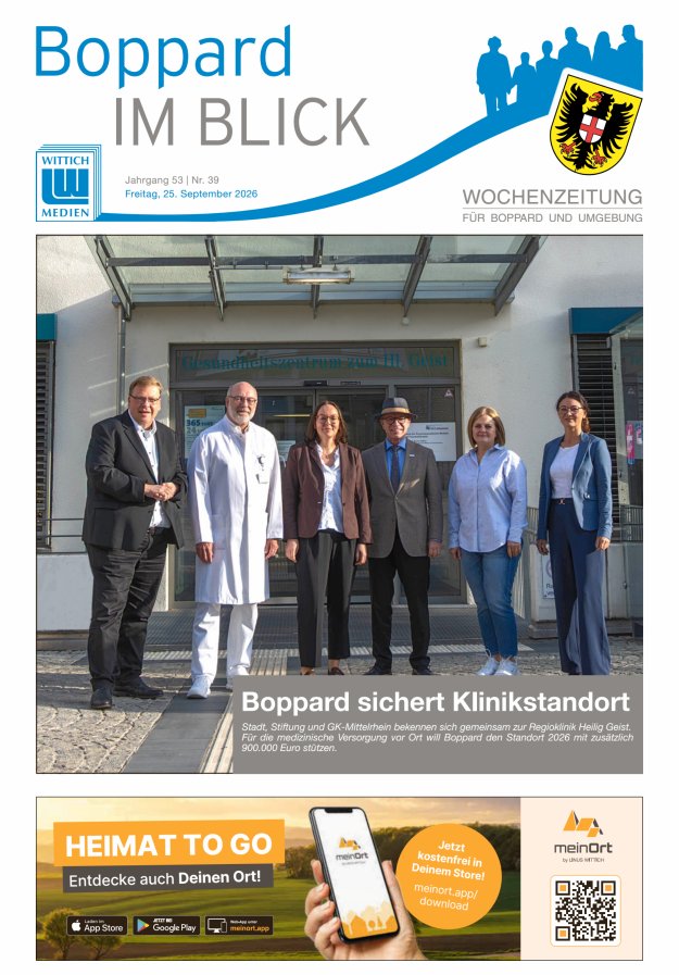 Boppard im Blick - Heimatzeitung für die Stadt Boppard Titelblatt 39/2026