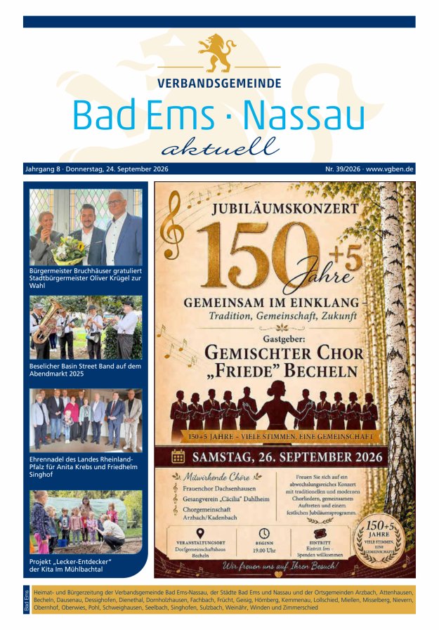Bad Ems-Nassau aktuell Ausgabe Bad Ems Titelblatt 39/2026