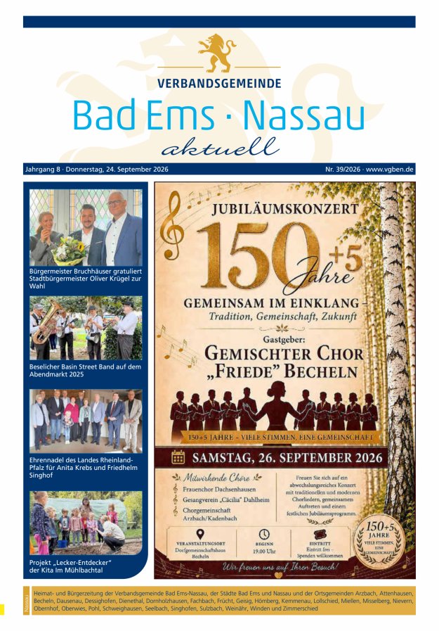 Bad Ems-Nassau aktuell Ausgabe Nassau Titelblatt 38/2026