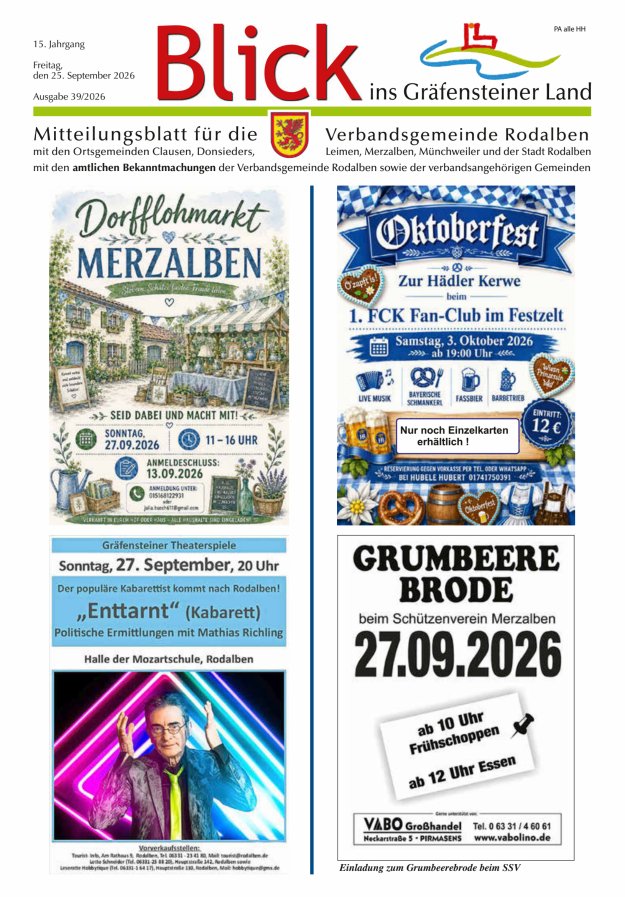 Blick ins Gräfensteiner Land VG Rodalben Titelblatt 39/2026