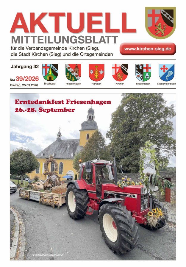 Aktuell - Mitteilungsblatt für die VG Kirchen (Sieg) Titelblatt 39/2026