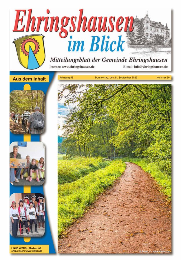 Mitteilungsblatt der Gemeinde Ehringshausen Titelblatt 39/2026