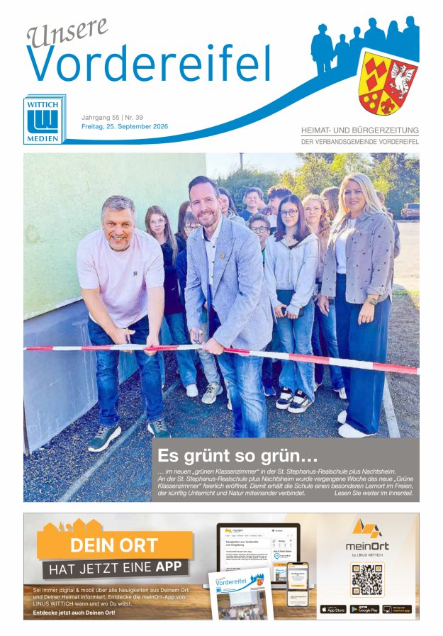 Mitteilungsblatt Vordereifel - Heimat- u Bürgerzeitung der VG Vordereifel Titelblatt 39/2026
