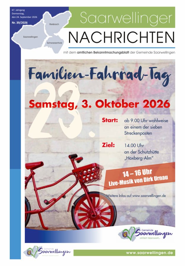 Saarwellinger Nachrichten Titelblatt 39/2026