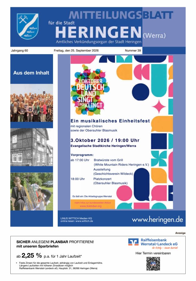 Mitteilungsblatt Heringen Titelblatt 39/2026